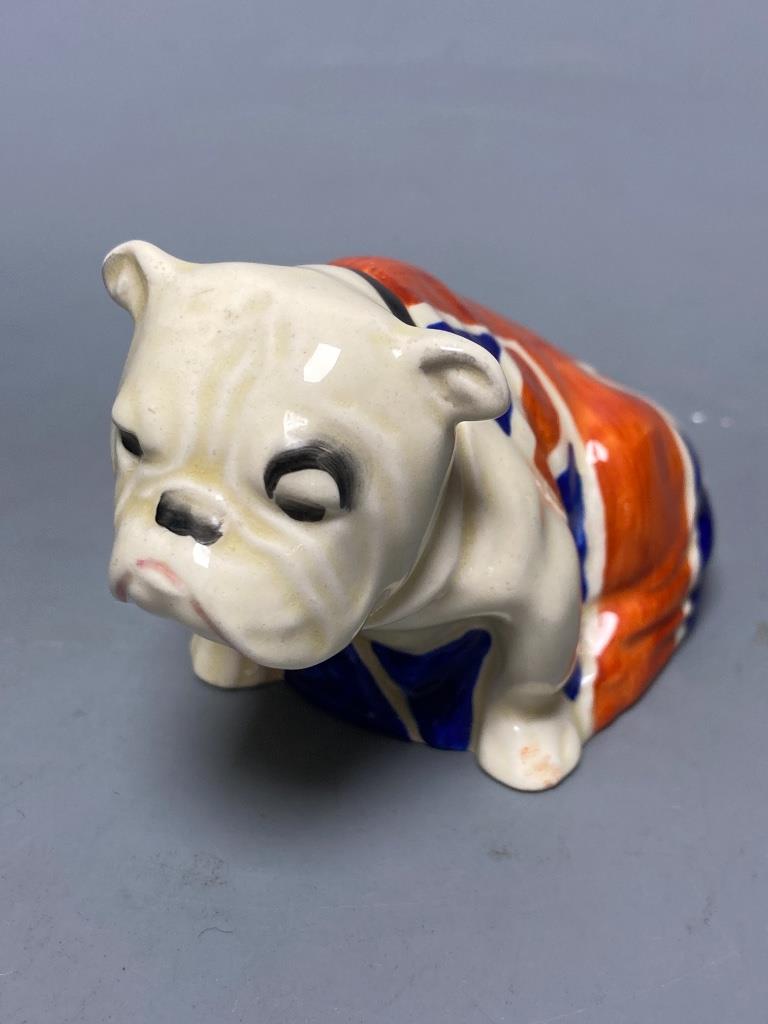 After Charles Noakes, a Royal Doulton Union Jack British Bulldog, RD645658, height 6cm